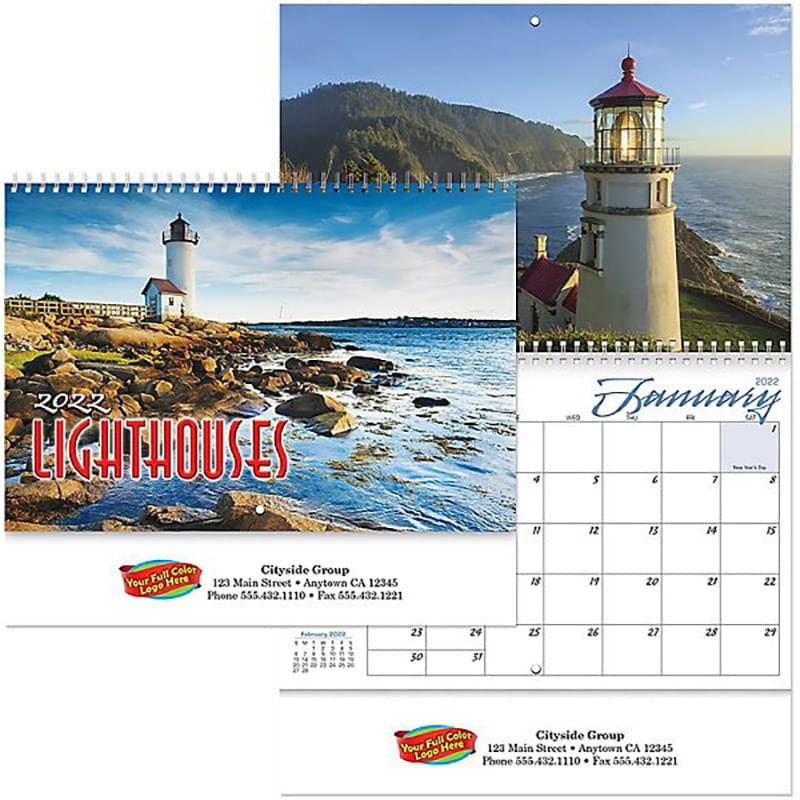 Full Clr Lighthouses Wall Calendar
