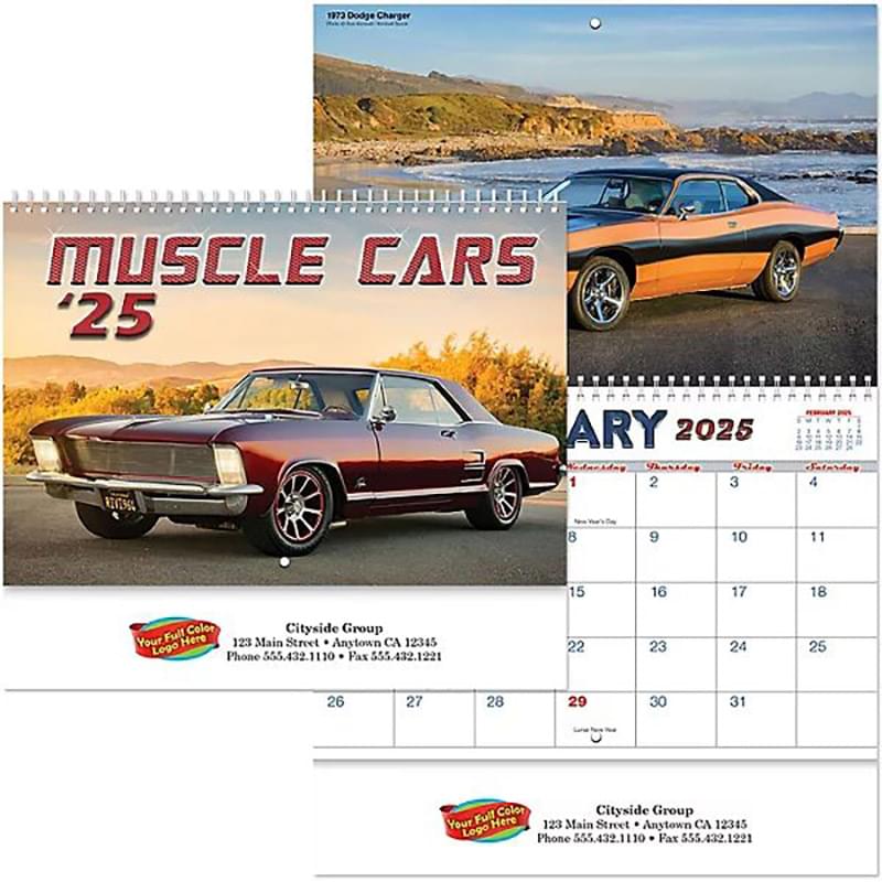 Full Color Muscle Cars Spiral Wall Calendar
