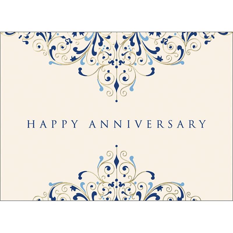 Blue & Gold Anniversary Greeting Card