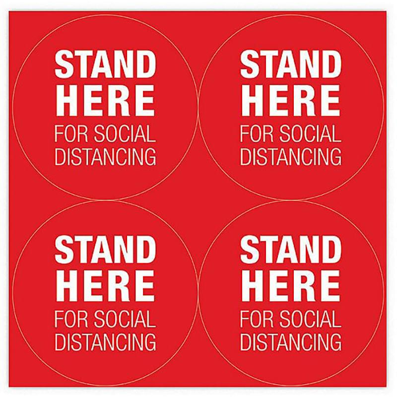 SET OF 4 ROUND STAND HERE DECALS