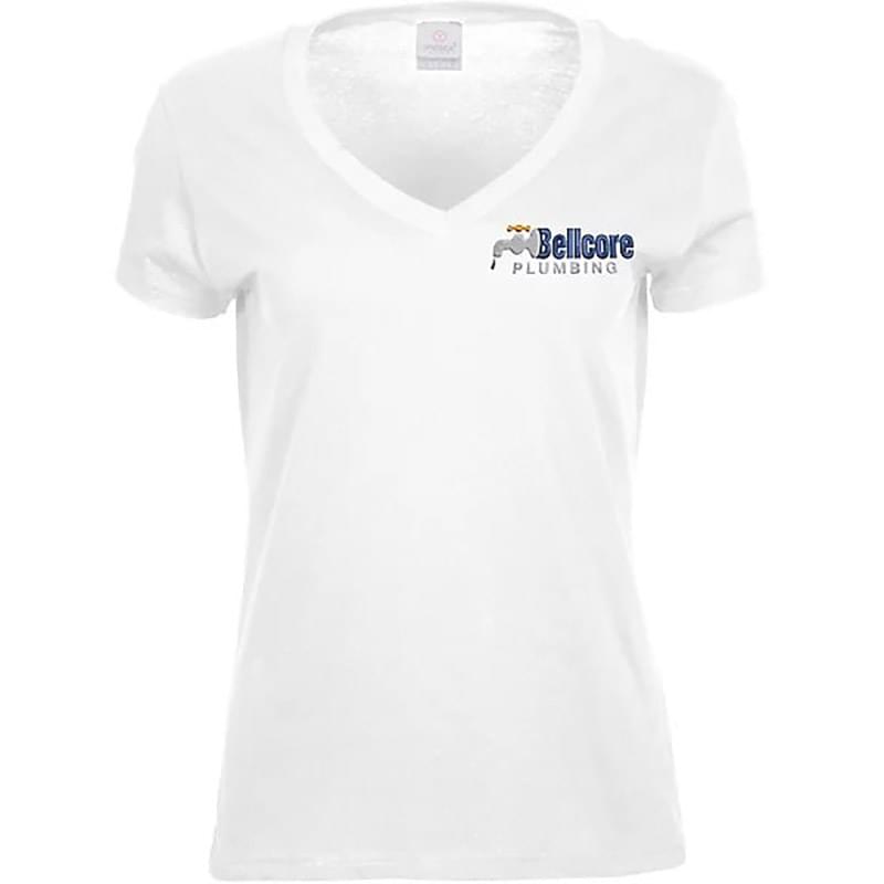 Ladies V-Neck T-Shirt Embroidered