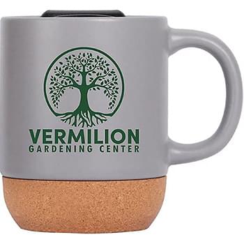 Cork Bottom Ceramic Mug 13 oz With Lid