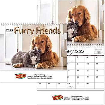 Full Color Furry Friends Spiral Wall Calendar