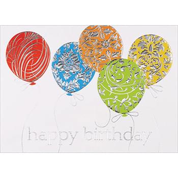 Silver Embossed Balloons Greeting Card