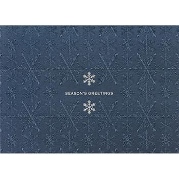 Navy Shimmer Embossed Snowflakes Holiday Greeting Card