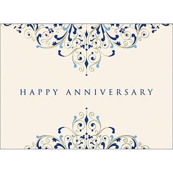 Blue & Gold Anniversary Greeting Card
