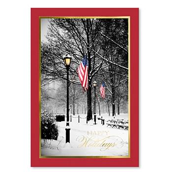 Patriotic Winter Path Holiday Card