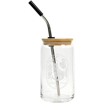 Etched Can Glass 16 oz